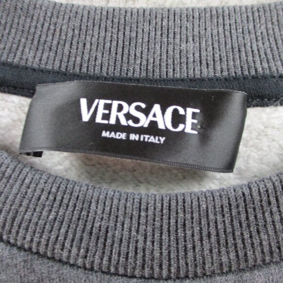 VERSACE Kids Logo Sweatshirt Size 12a Gray Logo Applique Fleece Sweater Crewneck - Picture 4 of 12